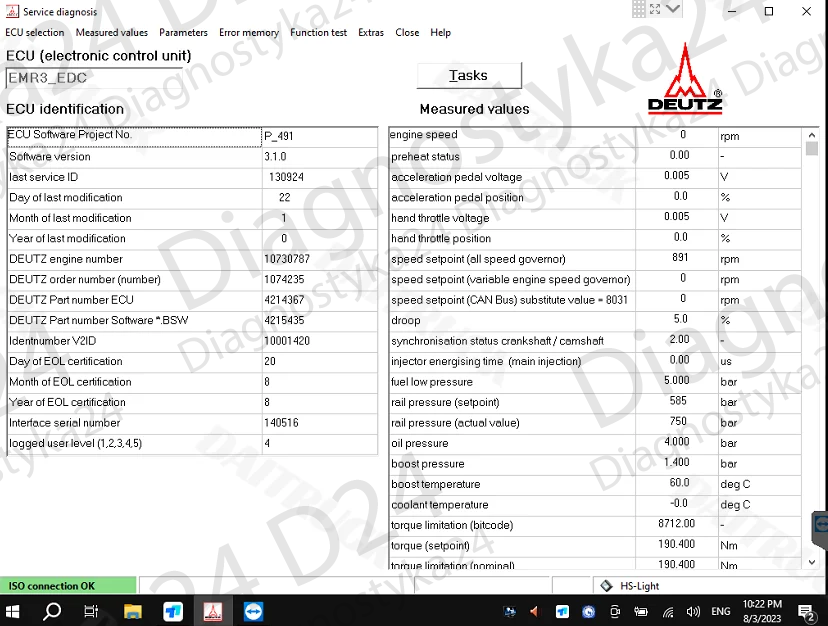 Interfejs do silników DEUTZ FAHR HS Light II - Serdia 2000 / 2010 - Maszyny Agro Fendt Massey Claas Deutz