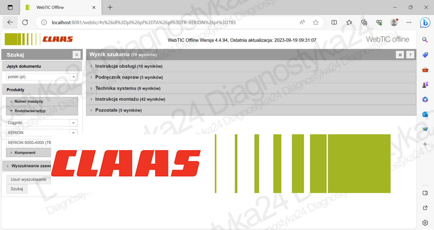 INSTRUKCJE NAPRAW Schematy Claas WebTIC 2026 Axion Lexion Maszyny Ciągniki Kombajny Sieczkarnie