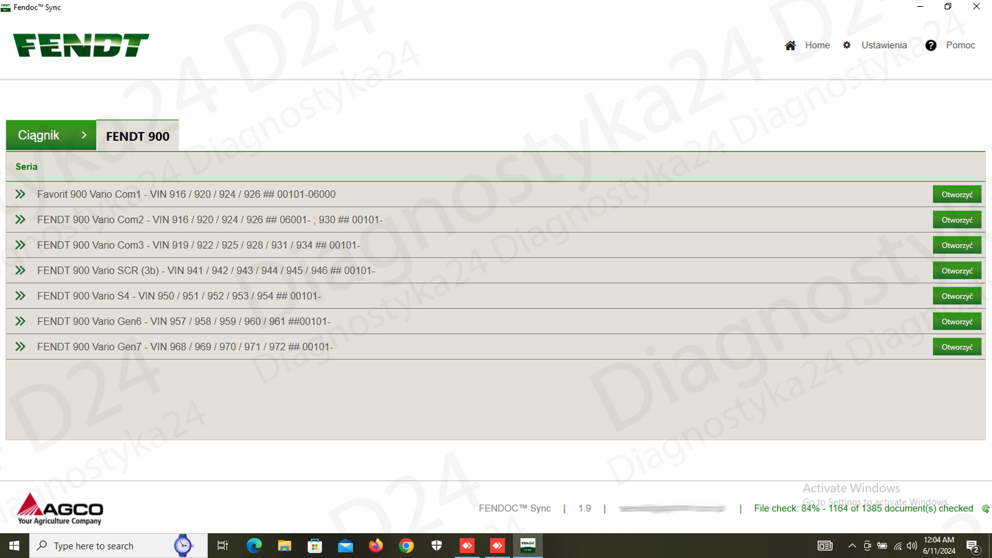 Fendoc Sync 2024 FENDT VARIO COM 400 500 600 700 800 900 1000 Katalog Serwisówek Instrukcje Napraw Schematy Elektryczne Diagramy