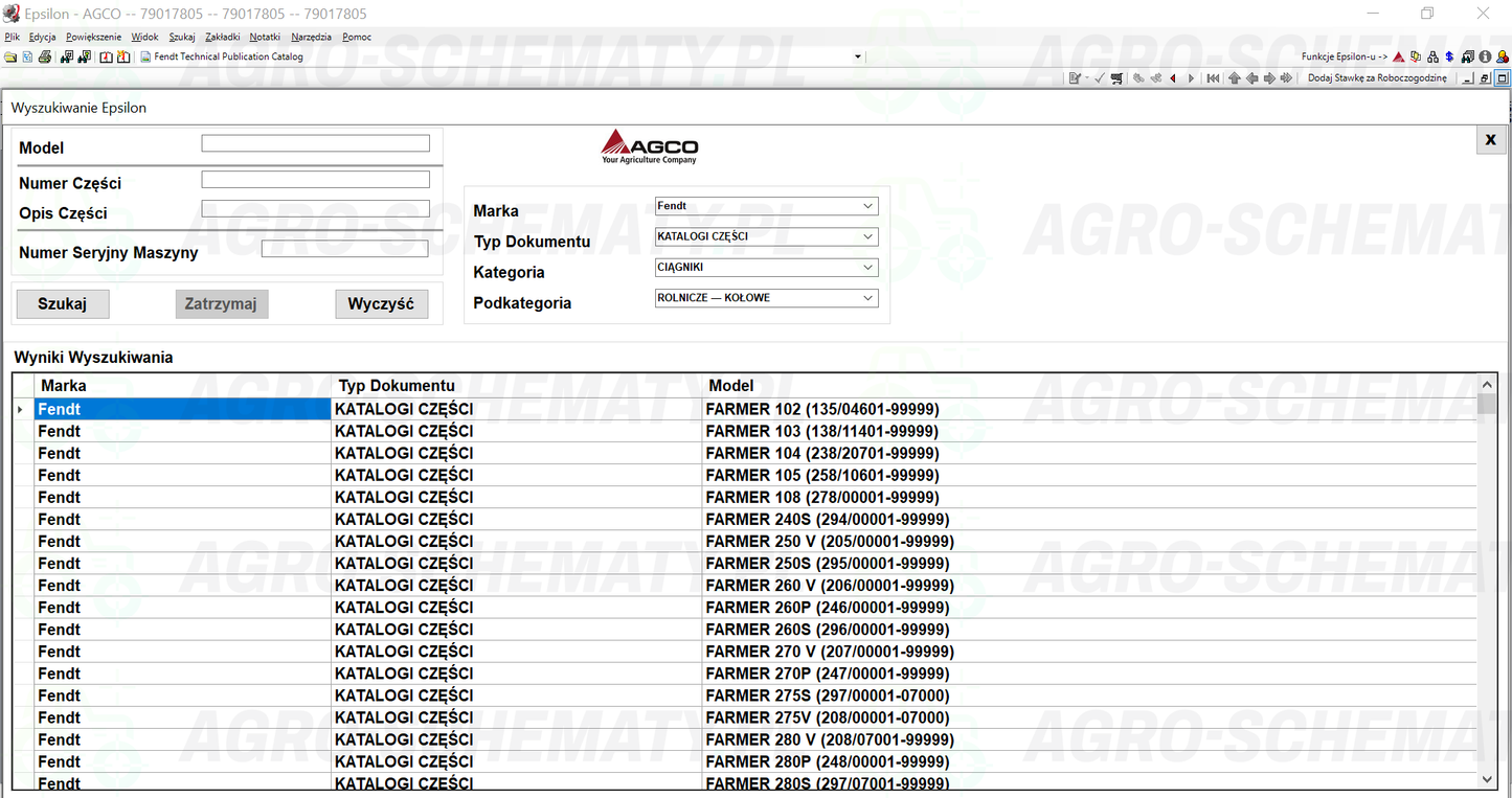 AGCO EPSILION 2022 KATALOG SCHEMATY Massey Ferguson Fendt AGCO Wypas Wersja Zdalna Instalacja