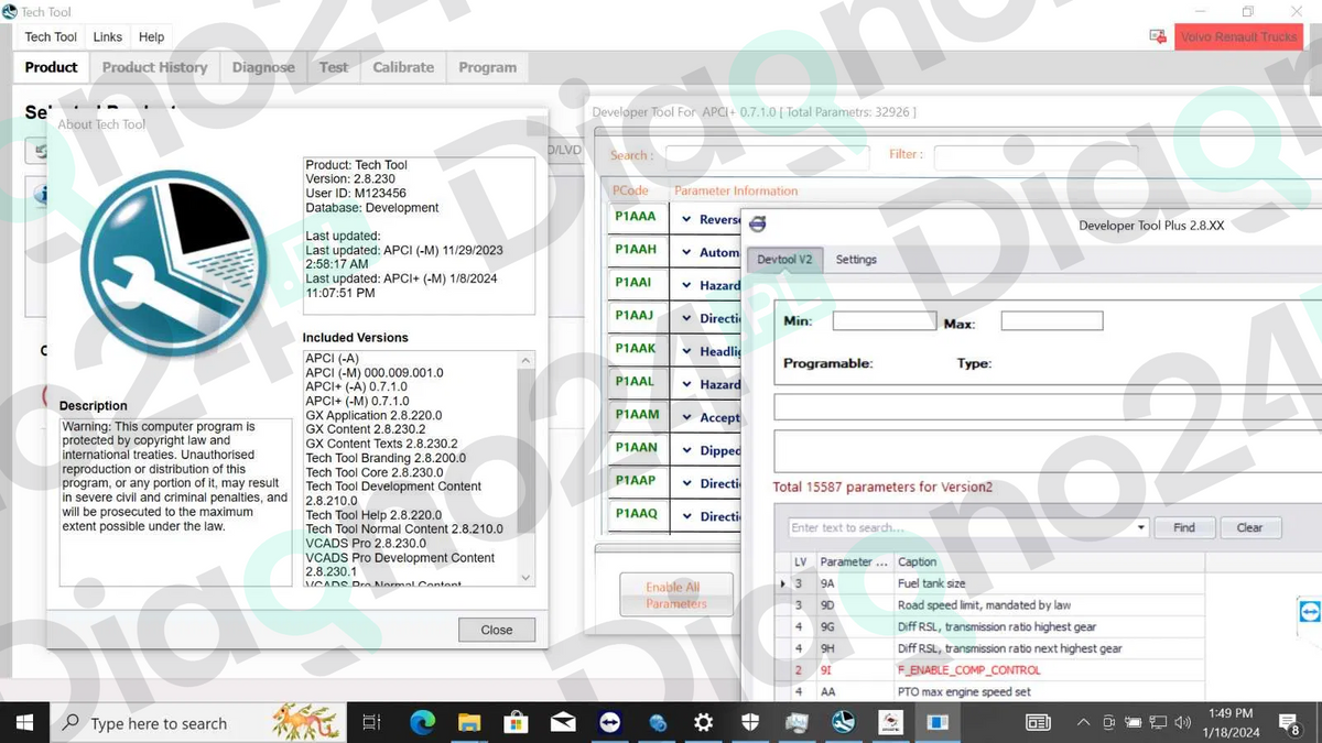 Tech Tool 2.8.230 APCI 0.7 Developer Tool Baza Danych 2024 Vocom I II ...