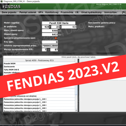 Fendias v2.2023 Fendt Oprogramowanie AGCO 2X4 Najnowsza Wersja