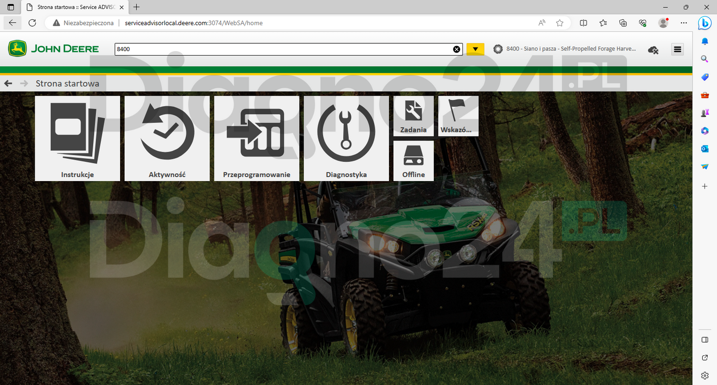 ZESTAW DIAGNOSTYCZNY John Deere EDL V2 Serwisówka Poziom ASO Polska Wersja + LAPTOP