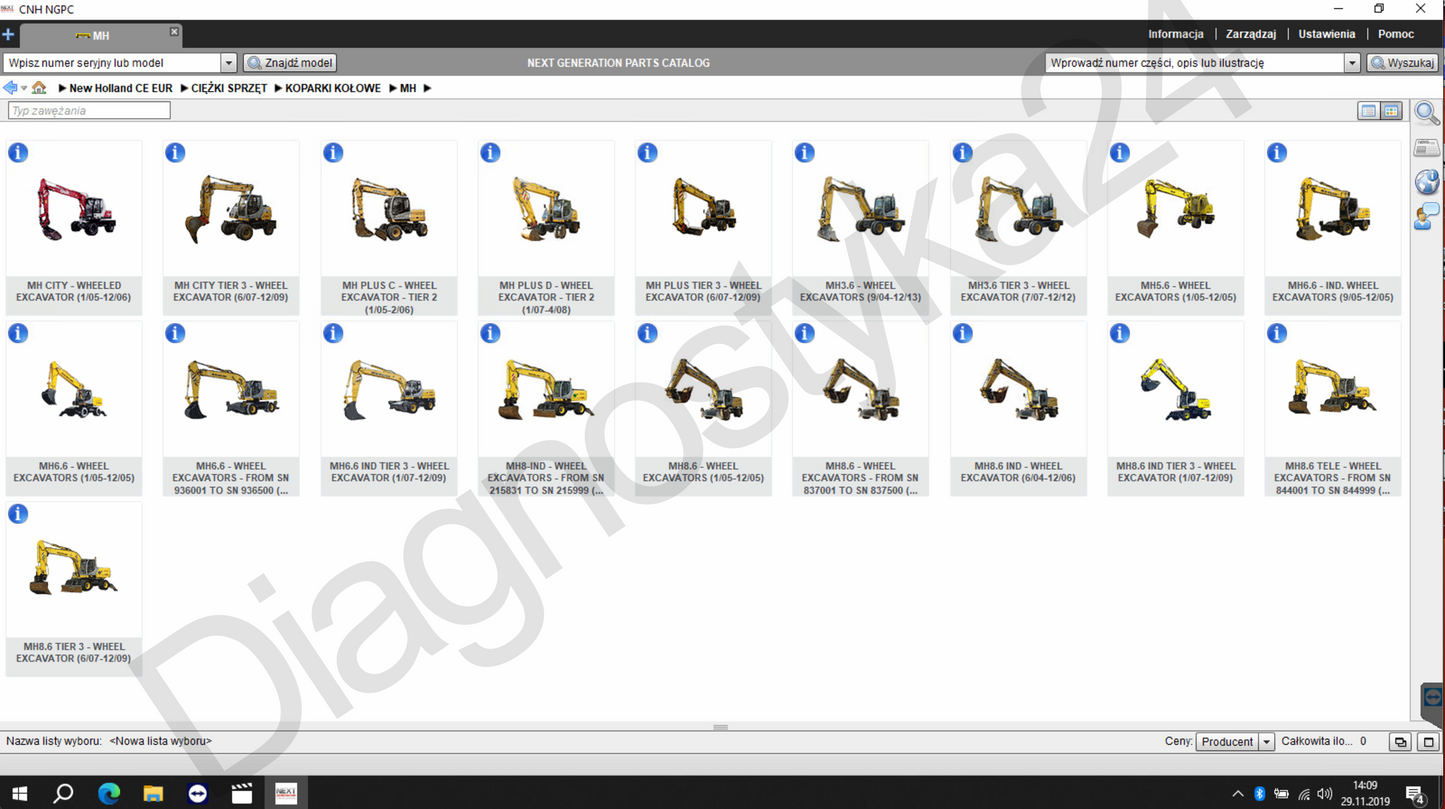 KATALOG CZĘŚCI New Holland Maszyny Budowlane CNH NGPC